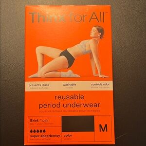2 Packs Thinx For All Reusable Period Underwear Brief MEDIUM Black